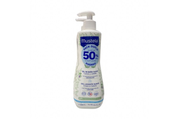 MUSTELA PACK DUPLO GEL DE BAÑO SUAVE 2X500 ML 50% DTO 2ª U