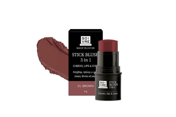 SOIVRE STICK BLUSH 3 EN 1 BROWN 4G