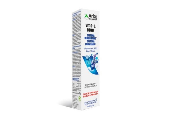 ARKOPHARMA VITAMINA C 1000 + D3 + ZINC 20 COMPRIMIDOS EFERVESCENTES